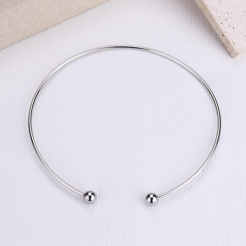 Sanfenly Choker Collar for Women 14K Gold Plated Silver Stainless Steel Metal Collar Choker Necklace Statement Open Cuff Bangle Necklace for Women - Image 2